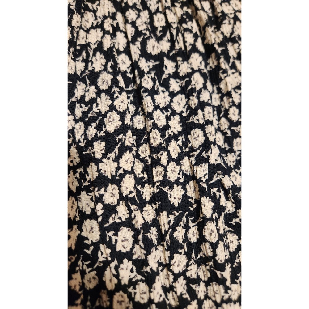 Billabong Night Fox Dress XS Black Floral Smocked Off Shoulder Mini Cottagecore - Picture 5 of 11